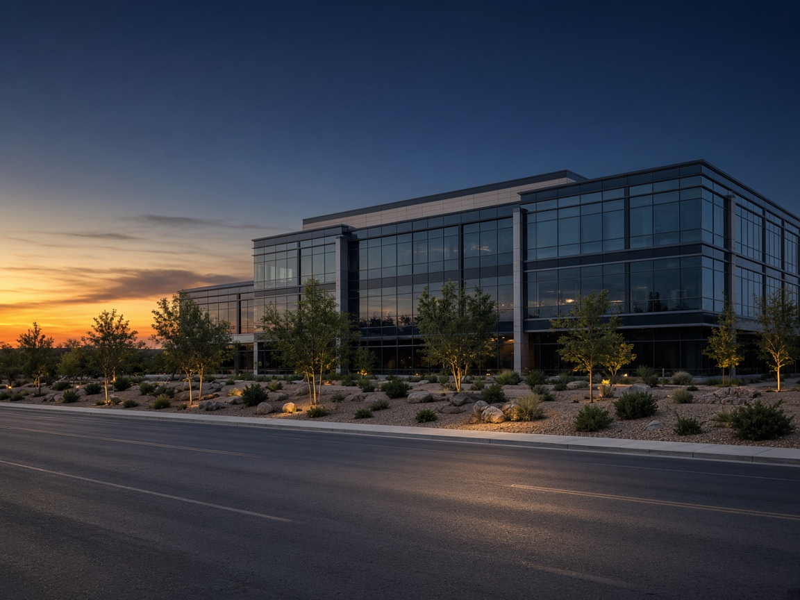 North Green Valley Parkway in Henderson at dusk, near the Tax Residency Advisors office